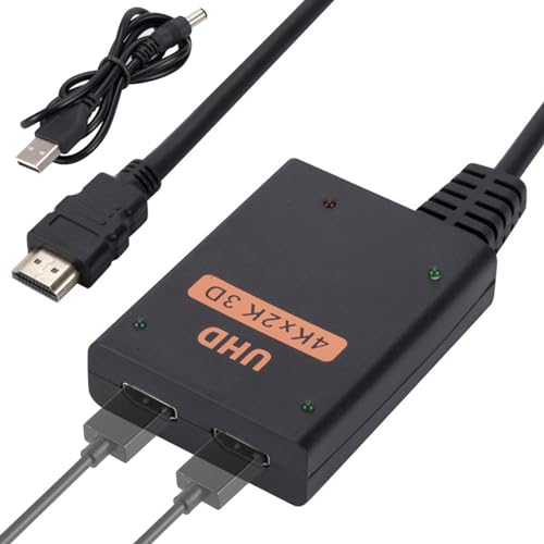 Répartiteur de câble HD, câble Adaptateur répartiteur HD - Distributeur vidéo 1 entrée 2 Sorties,Distributeur répartiteur HD 4K, Adaptateur Audio 1 à 2 Voies pour moniteurs Doubles