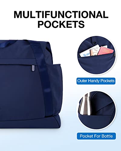 Foldable Personal Item Bag For Spirit Airlines, Bagsmart 18X14X8 Tote Travel Duffle Bag For Women, Carry On Luggage Weekender Overnight Bag For Travel Essentials(Navy Blue) #TOP5