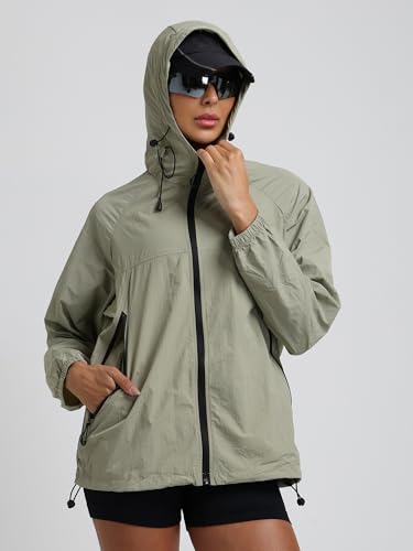 Image of CHKOKKO Windcheater For Women With Hood | With Advanced Upf 50+ UV Windproof Windbreaker Sunscreen | Lightweight Water-repellent Sports Outdoor Travel & Everyday Wear Windshield