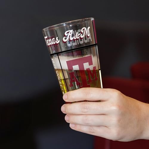 Image of Logo Brands NCAA oz Stained Glass Pint Glass - 3D Embossed Logo & Bold Team Colors - Durable Sports Fan Beer Glass for Home, Bar & Tailgates
