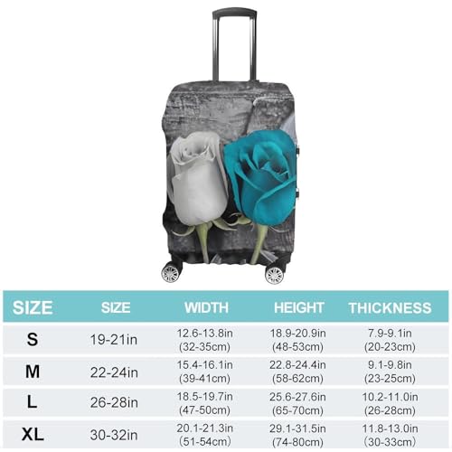 Teal Gray Rose Luggage Cover, Elastic Luggage Protector Fits 19-32in Suitcases, Washable & Anti-Scratch Suitcase Cover for Men Women M2