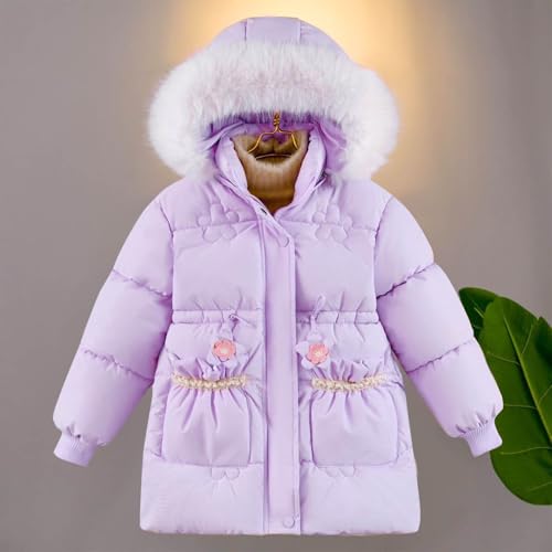 Beessbest Girls' Long Hooded Puffer Jacket Flower Winter Thicken Padded Down Coat Kids Water Resistant Quilted Puffer Coat2