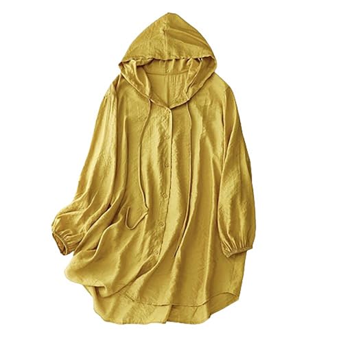 Keepink Sudadera con capucha para mujer, ligera, de secado rápido, para deportes, verano, protección UV UPF 50+, chaqueta de manga larga, para senderismo, rendimiento al aire libre, 0193 Amarillo, XXL