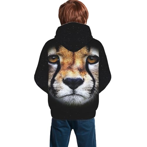 Cheetah Boy, Girls Sports Shirt Youth Pullover Fashion Hooded Sweatshirt2