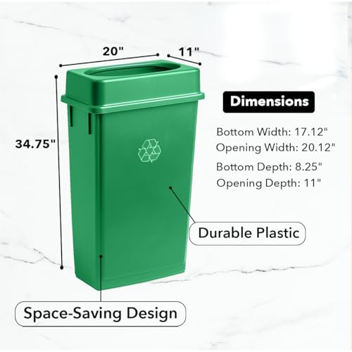 Image of 23 Gallon Slim Rectangular Garbage Can with Lid - Green