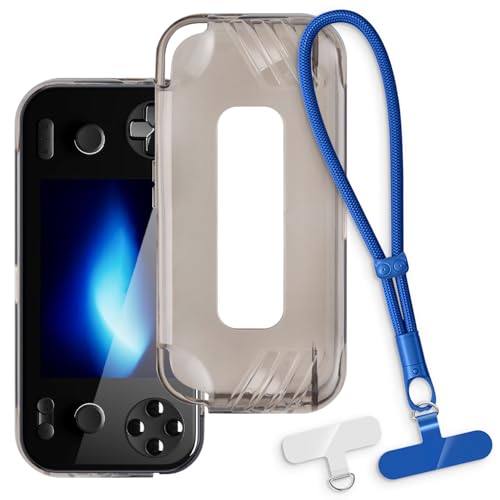 OAGELIM 2-in-1�ی�P�[�X�ƃ��X�g�X�g���b�v Ayaneo Pocket S Mini �Ƃ̌݊������� ���O���\�ȃ��j���[�h�t���d�b�J�o�[�A����~�ߕ����h�~�O���b�v�n���h�� (�u���b�N + �u���[)