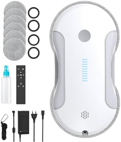 Bild 9 - Fensterputzroboter,5600Pa Elektrischer Fensterreiniger,Fensterroboter mit Fernbedienung und Kantenerkennungssystem,Automatischer Fensterreiniger für Innen- und Außenfenster,10 Tücher (Weiß D)