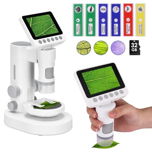 Image of OOZSTARMicroscope for Kids, Up to 1000 X Magnification, 3.5-inch Foldable Screen, Handheld Pocket Microscope for Kids,Science Education Kits for 8-12 Year olds