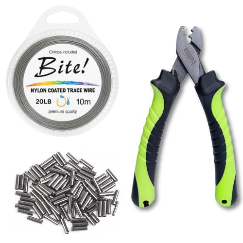 Pike Trace Wire Rigs Crimping Tool Fishing Crimps Set - 10 15 20 30 40 LB + Crimping Tool + 100 CRIMPS - UK Pike (40LB)