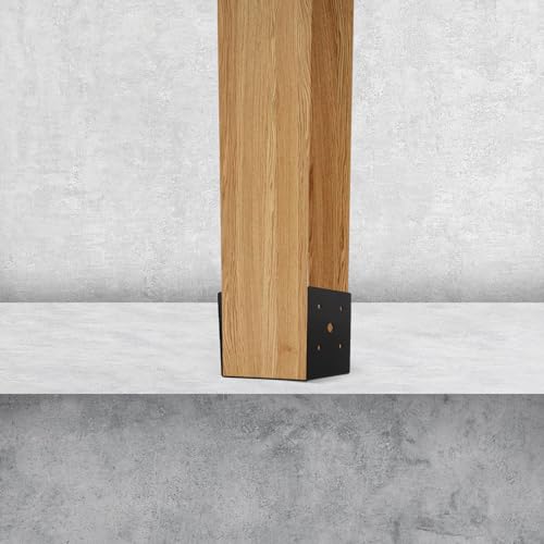 Nrspp 6x6 Concrete Post Anchor 4 Pcs (Inner Dia 5.6“x5.6“)U Shape Fence Post Holder Ground Spike Metal Black Powder Coated Post Base - Thumbnail 6