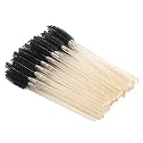 MyAoKuE-UP 300 Pack Disposable Mascara Wands Crystal Gold Handle Brush Eye Lash Wand Eyelash Extensi
