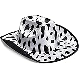 Zodaca Cow Print Cowboy Hat - Adult Size 14.25 x 11.5 x 5 in Black & White Felt - Adjustable Chin Strap - Unisex Western Accessory - Cowboy Hats for Women & Men