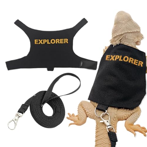 ZQTUMM フトアゴヒゲトカゲ ウォーキング ハーネス、フトアゴヒゲトカゲ ベスト,爬虫類用セキュリティハーネス | 爬虫類リスのための調節可能な快適なウォーキング ベスト アクセサリー