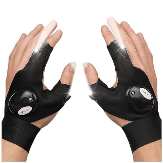 SR Brothers LED Half Finger Fishing Gloves Flashlight Torch Outdoor Gear Cycling Camping Hiking Survival Night Lighting Gloves