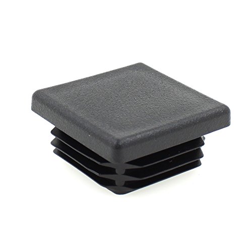 Image of 40mm Square Ribbed Black Plastic Inserts END CAPS STOPPERS for Tubular Furniture Legs OR FEET by LIFESWONDERFUL® (100)