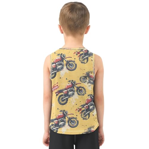 ALAZA Grunge Red Motorcycle Boy's Tank Tops Summer Sleeveless Quick Dry Sport Workout Athletic Casual T Shirts 3-15Y3