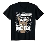 Con Daddy I always Listen To Heavy Metal, divertida camiseta de música para niños es una gran idea de regalo para pequeños roqueros en festivales de música. La primera camisa de metal pesado para hijo, hija o nieto cuyos padres o papás están en la música de metal pesado.