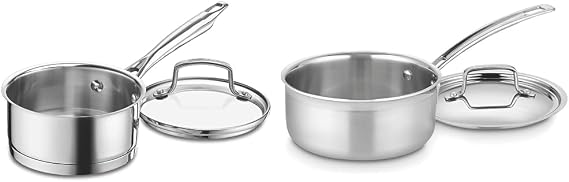 Cuisinart 8919-14 Professional Series 1-Quart Saucepan with Cover, Stainless Steel & 1.5 Quart Multiclad Pro Triple Ply Saucepan w/Cover, MCP19-16N