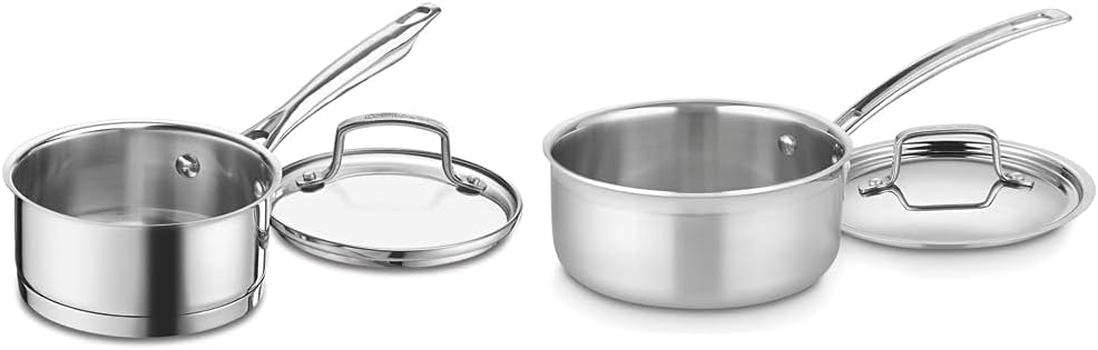 Cuisinart 8919-14 Professional Series 1-Quart Saucepan with Cover, Stainless Steel & 1.5 Quart Multiclad Pro Triple Ply Saucepan w/Cover, MCP19-16N