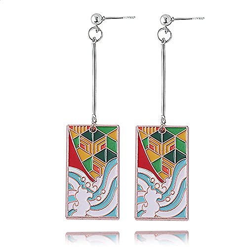 Anime Demon Slayer Tanjiro Earrings - Kimetsu No Yaiba Alloy Drop Earrings - Gifts For Women And Girl (Style 1) #TOP1