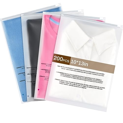Qilery 200 Self Seal Frosted Plastic Bags 10x13
