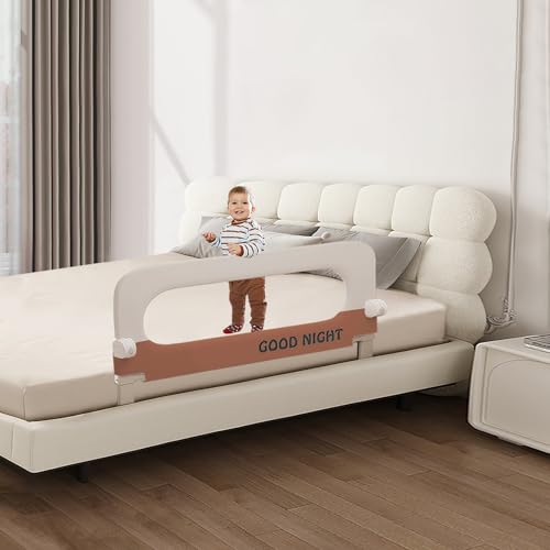 Foldable Baby Bed Guard Rail for Toddlers, Adjustable Height Swing Down Baby Bed Safety Side Rails,Portable Bed Rails Guard Bumper for Full Size, Queen