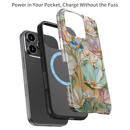 Esdot for iPhone 16 Pro Case Cute - Wireless Charging Compatible - Dual-Layer Soft Silicone + Hard Shell - Trendy Wildflower Design - Protective Phone Cover for Women Girls - Pastel Blossom Breeze by Esdot - Image 3