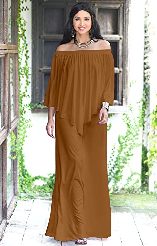 Image of KOH KOH Womens Strapless Off Shoulder Flattering Cocktail Maxi Dress Gown