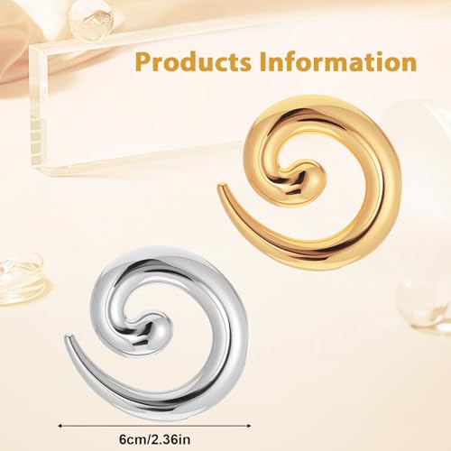 2 Pcs Round Spiral Snail Brooch Pin, Spiral Brooch for Women, Unique Twist Lapel Pins, Personalized Irregular Round Brooches, Fashion Statement Jewelry Accessories - Thumbnail 2