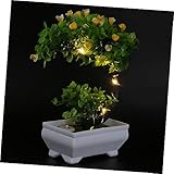 Plante artificielle avec lumière - fabriquée en matériau, pour une utilisation à long terme et difficile à casser, faux bonsaï à fleurs avec lumière
