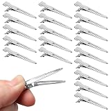 NEWJINXIN 1.75 Inches Single Prong Curl Clips 60 Pcs Silver Metal Hair Clips Metal Alligator Hair Cl