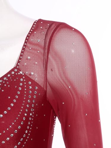 Robe salsa jazz haut de gamme avec strass et manches longues - 6