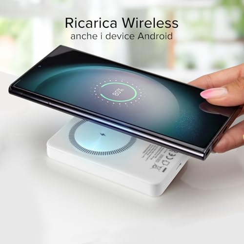 Sbs Powerbank 5K Magsafe Wireless, 5.000Mah, Power Bank Con Ricarica Rapida, Magnetico, Intelligent Charge (Ic), Led Di Carica, USB-C, Caricabatterie Portatile Da Viaggio, Design Compatto, Bianco - 9