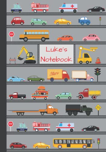 Luke's Notebook- 7 x 10 Car, Construction, Garbage Truck Themed Sketchbook for Preschool Boys: Gift; Back to School; Art Class