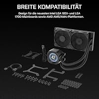 CORSAIR Nautilus 240 RS LCD Flüssig-CPU-Kühler – 2,1-Zoll-IPS LCD-Bildschirm, 240mm AIO, Einfache Daisy-Chain-Verbindungen, Intel LGA 1851/1700, AMD AM5/AM4 – Enthält 2X RS120-Lüfter – Schwarz – Ansicht 8