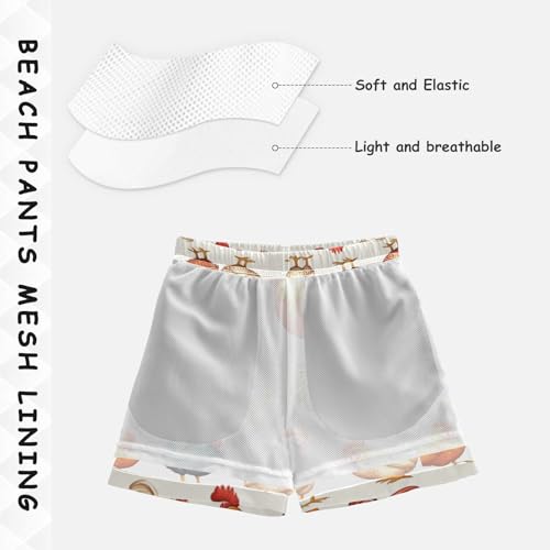 Pigsaly Boys Swim Trunks Chickens Farm Cockerel Boys Board Shorts Swimsuit Swimwear Summer Bathing Suit 5T Multicolor4