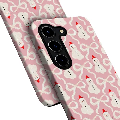 DAIZAG Case for Samsung Galaxy S23,Christmas Snowman Pink Bow Phone Case Durable Frosted Double-Layer Protection Cover for Women Girl by DAIZAG - Used condition - Image 2