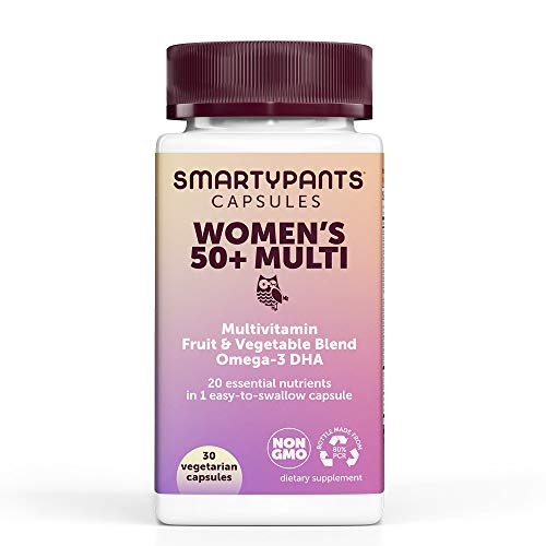 SmartyPants Multivitamin for Women 50+; Omega-3 DHA; Zinc for Immunity; Vitamins D3, C, B6; Biotin, Folate; Vitamin B12 for Energy; Vitamin A for Eyes; Vegetarian (30 Day Supply)