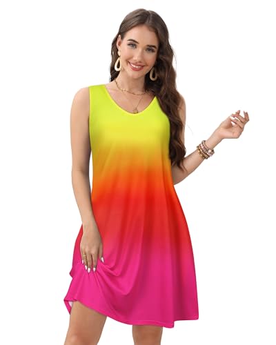 Image of CHICGAL Womens Summer Dresses Casual Sleeveless Loose T Shirt V Neck Sundress Swing Beach Cover Up with Pockets 2026