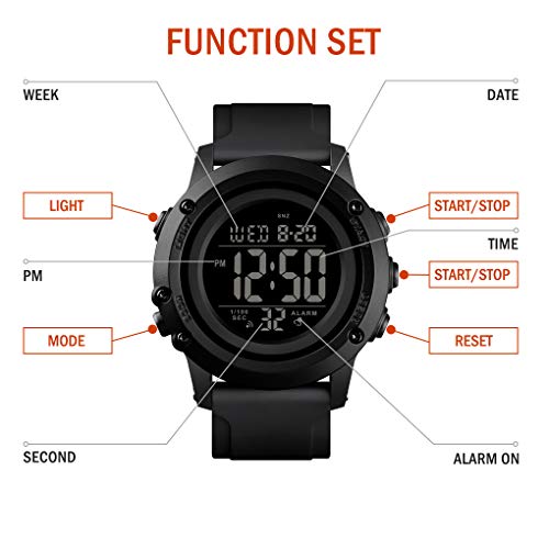Cke Men's Digital Sports Watch Large Face Waterproof Wrist Watches For Men With Stopwatch Alarm Led Back Light #TOP5