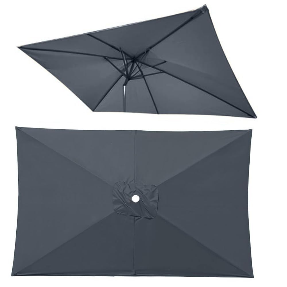 Rettangolare 6 Braccia/8 Braccia Copertura Per Ombrellone Copertura per Ombrellone In Tessuto Di Ricambio Impermeabile e UV Per Cortile Giardino Piscina Grigio 3x2 m (10' x 6.5')