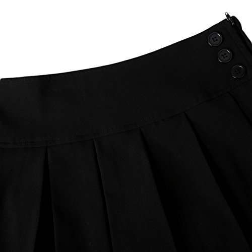 Bienzoe Girl's Stretchy Pleated Adjustable Waist School Uniforms Skirt Black 14 #TOP4
