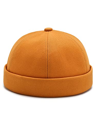 Nanwansu Dome Brimless Docker Cap Sailor Beanie Cap Visorless Hat for Men & Women Yellow