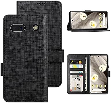 Foluu for Google Pixel 7A Case, Pixel 7A 2023 Wallet Case Canvas Flip/Folio Soft TPU Cover Bumper Kickstand Ultra Slim Strong Magnetic Closure Cover for Google Pixel 7A 2023 (Black)