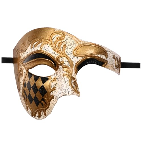 Masque vénitien pour homme fantôme de l'opéra à un œil pour Mardi Gras