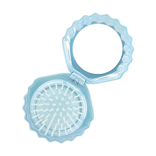 シェルシェイプコームエアクッション折りたたみ折りたたみヘアブラシ女性のためのコンパクトに旅行デザイン