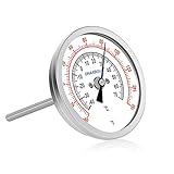 UHARBOUR Water Temperature Gauge, 3' Dial Fully Stainless Steel, 6' Stem, -40 to 160F, 1/2' NPT Back Mount, Soil & Water Thermometer