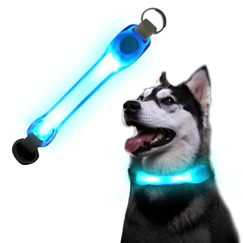 Flintronic Collar Luminoso Perro de Mascota, Tira de Luz LED de Seguridad para Mascotas,Tira de Luz Impermeable, Sujetar Fácilmente a la Correa de la Mascota, Ajustable Collares LED para Perros-Azul