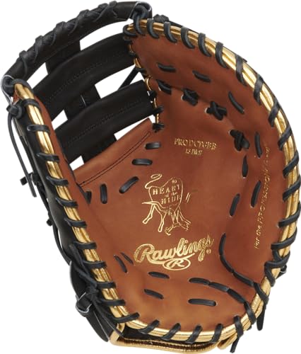 Rawlings | Heart of The Hide Baseball First Base Glove | Right Hand Throw | 13" - Single Post Double Bar Web | Color Sync 8.0 - Brown/Black/Gold