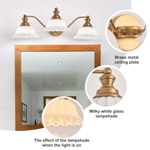 Image of XIEDUN Bathroom Vanity Light White 3 Light Bathroom Light Fixtures